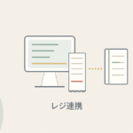 POSレジからレシートと帳簿へつながるイラスト（レジ連携）